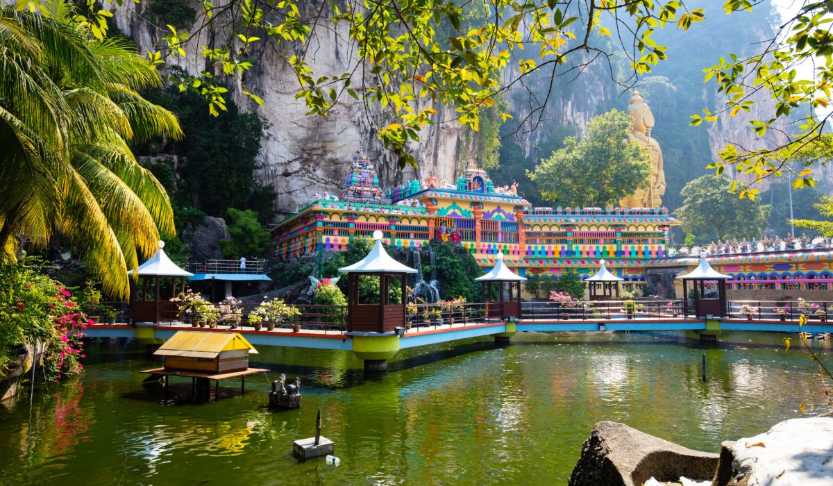 The popular tourist attraction of Batu Caves which are sacred Hindi limestone caves near Kuala Lumpur, Malaysia