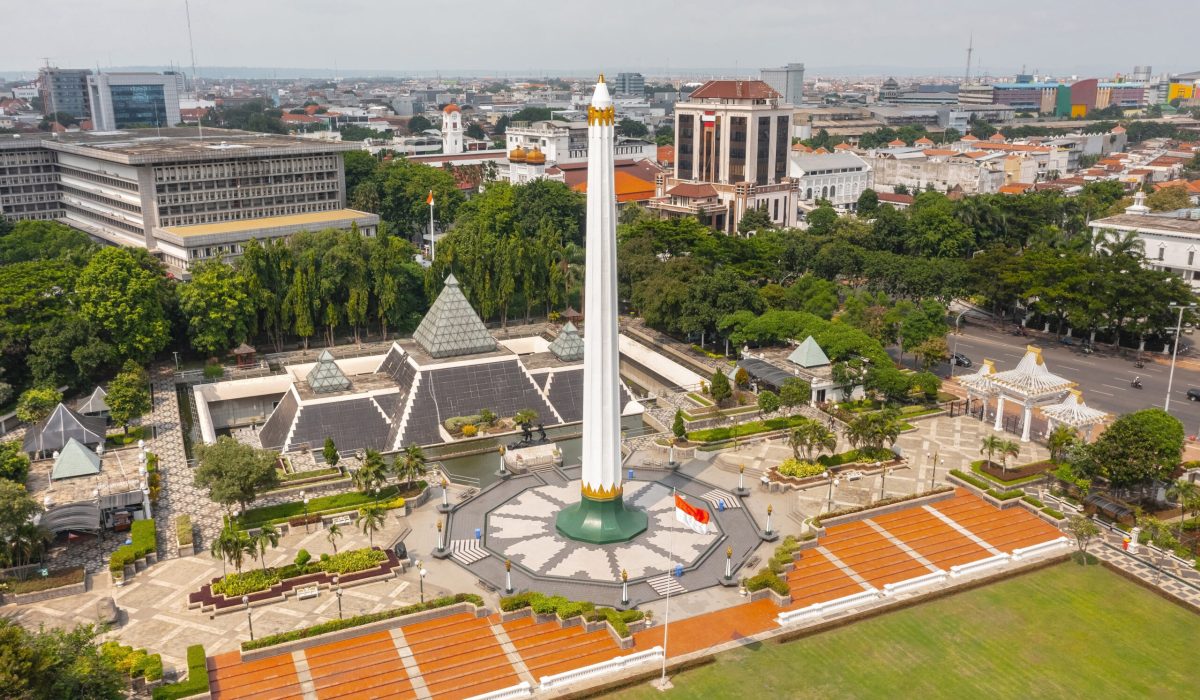 Aerial view of Heroes Monument in Surabaya